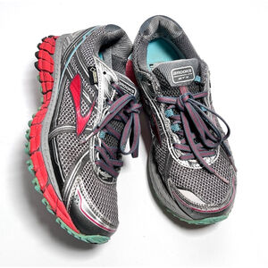 Brooks Womans Sneakers GTX Running Shoes Training Gray Red Size 8 Gore-tex